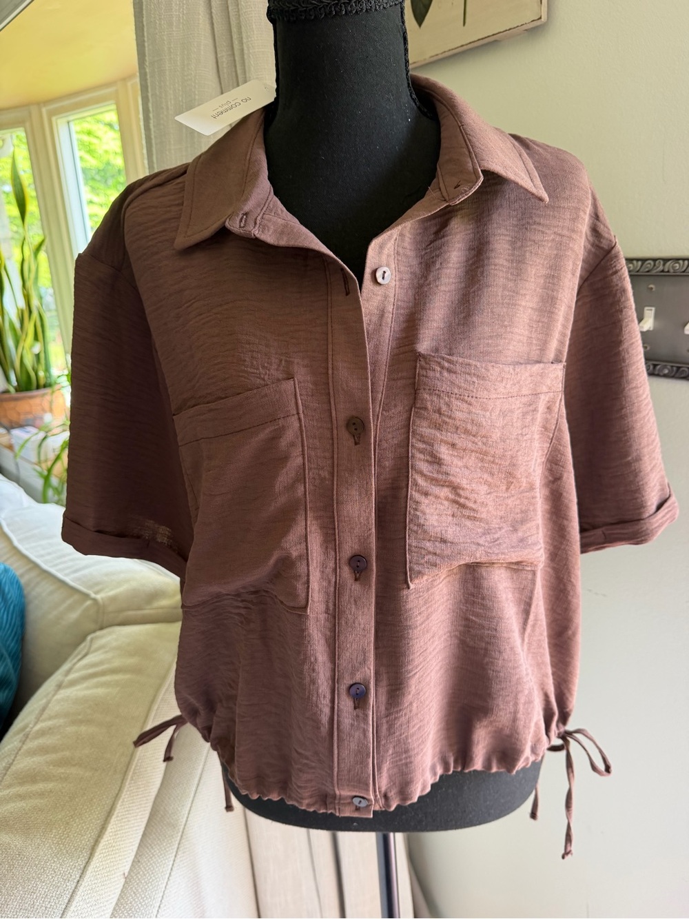 No Comment Plus Brown Open-Front Duster